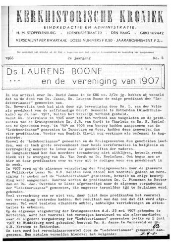 Ds. Laurens Boone  en de vereniging van 1907