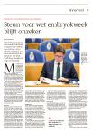 Steun voor wet embryokweek blijft onzeker